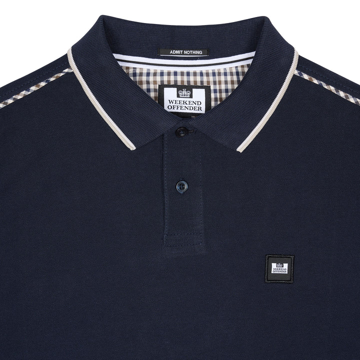 Weekend Offender Carola Check Polo Shirt Navy