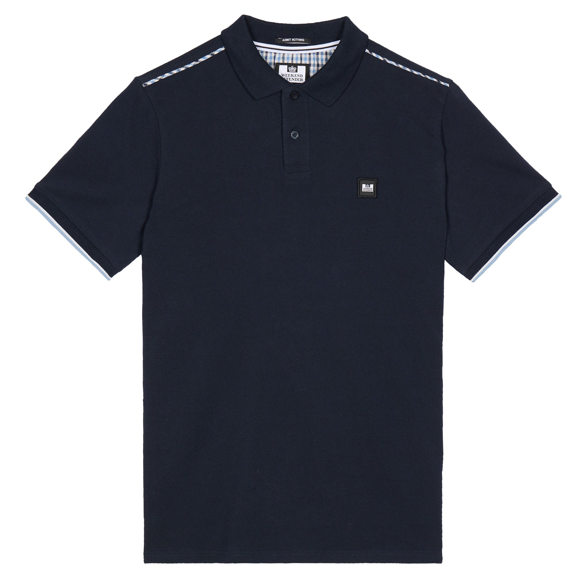 Men's Weekend Offender Sakai Check Polo Shirt - Navy Blue Check