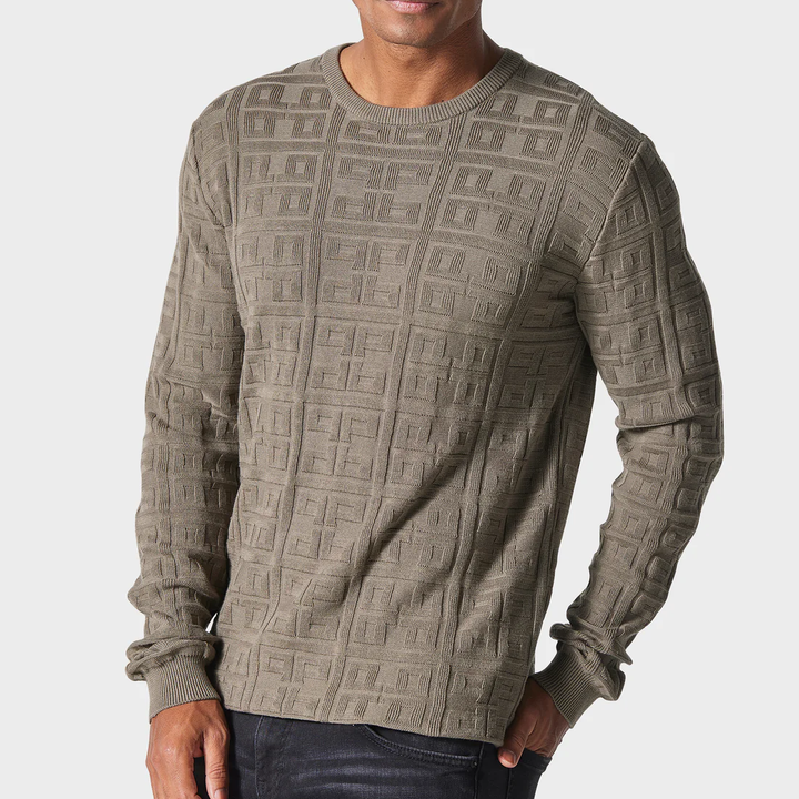 Police Divisa Textured Knit Jumper Olive