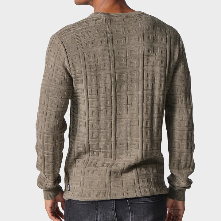 Police Divisa Textured Knit Jumper Olive