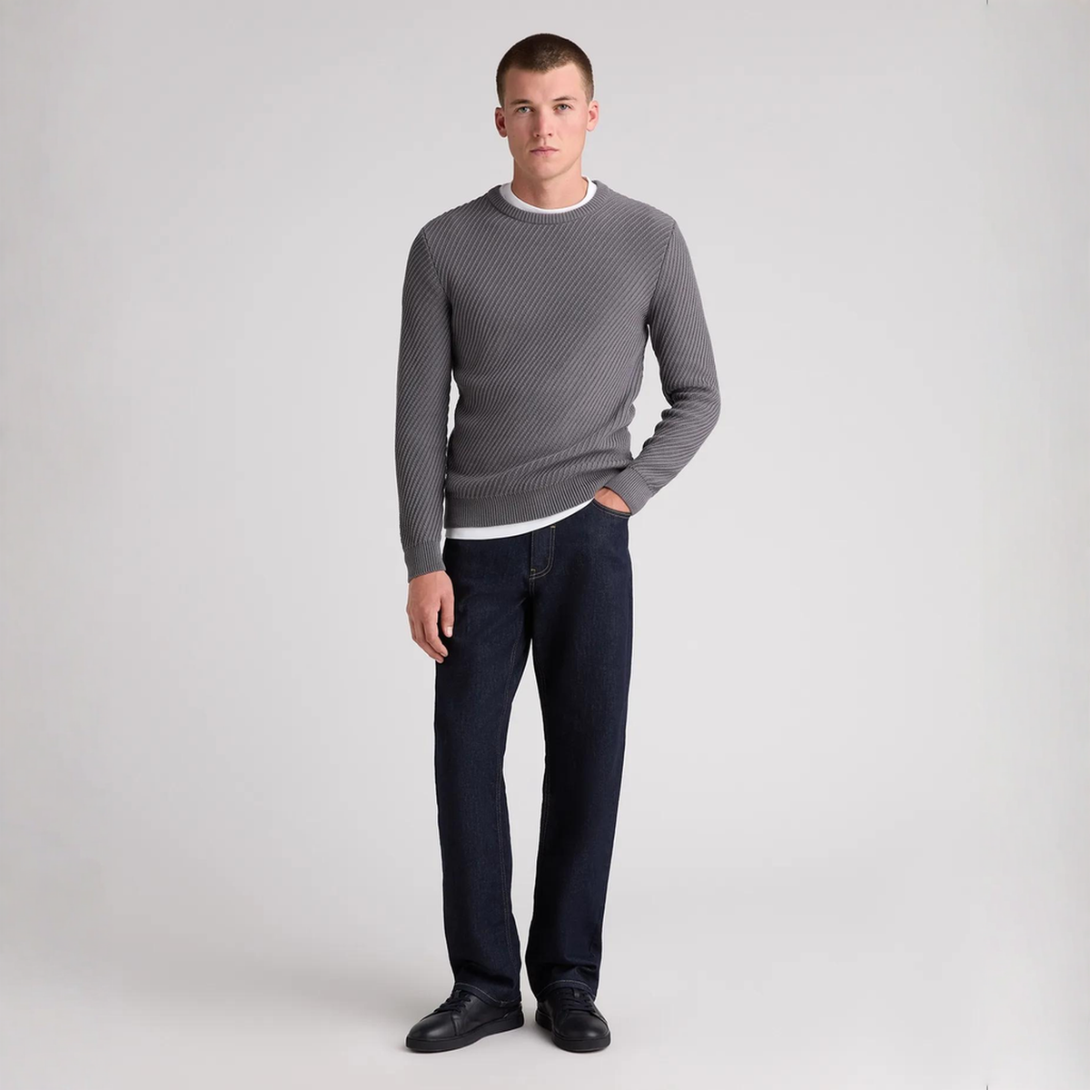 Remus Uomo Pattern Knit Sweater Grey
