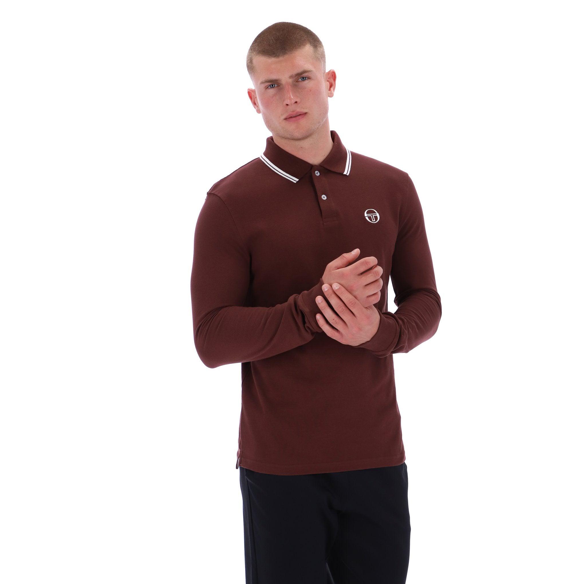 Sergio Tacchini Long Sleeve Polo Shirt Brown