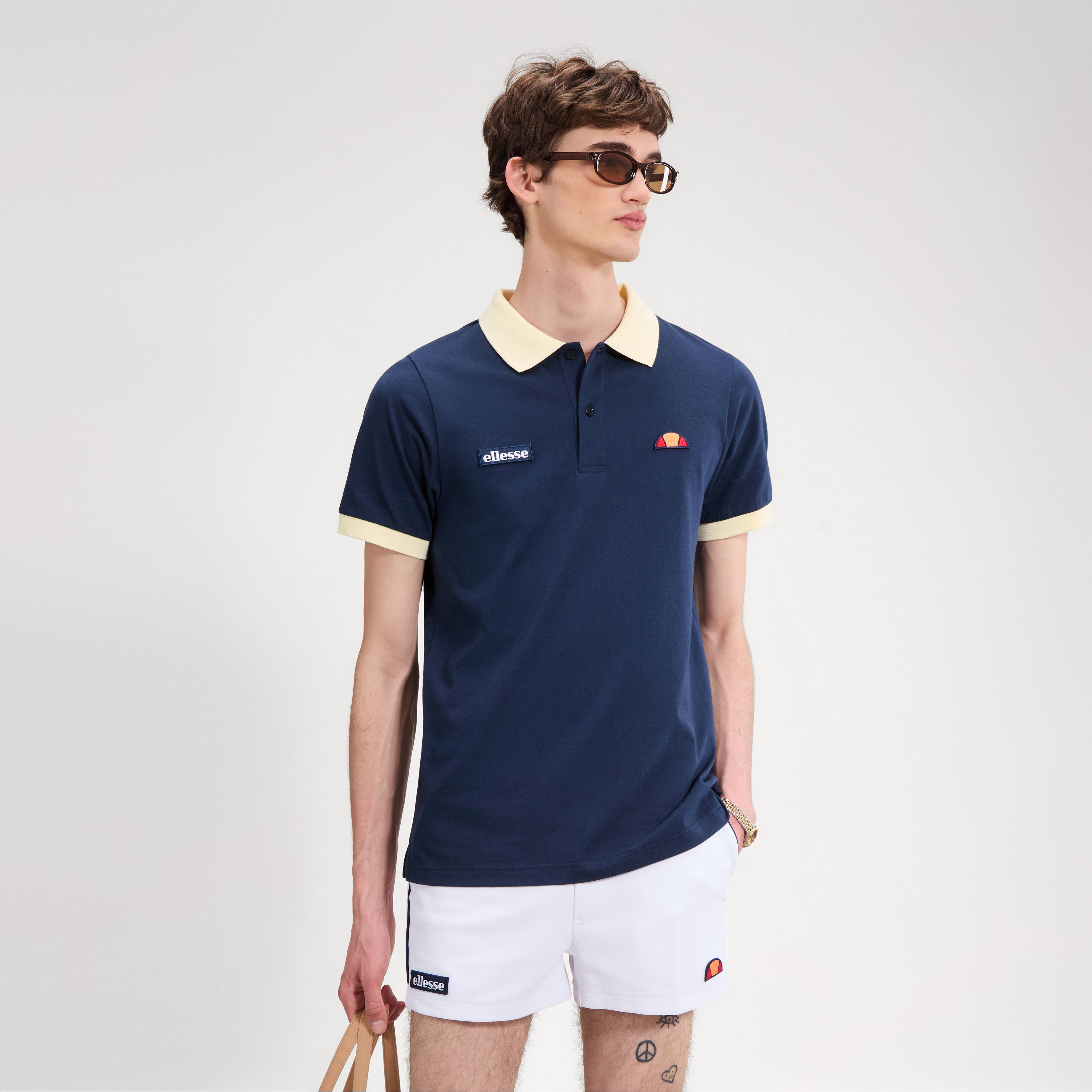 Ellesse Lessepia Polo Shirt Navy/Yellow