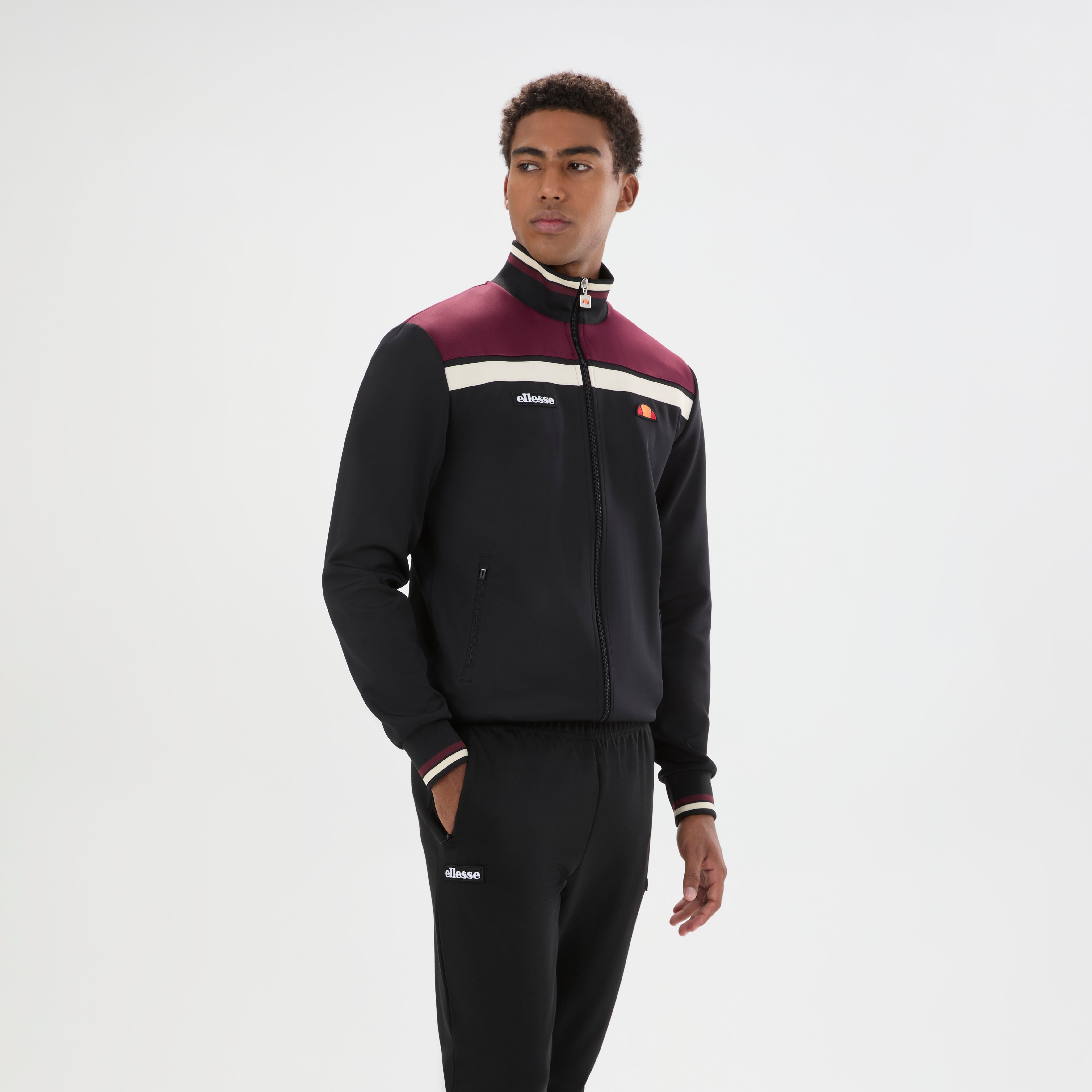 Ellesse Vignola Track Top Black/Burgundy