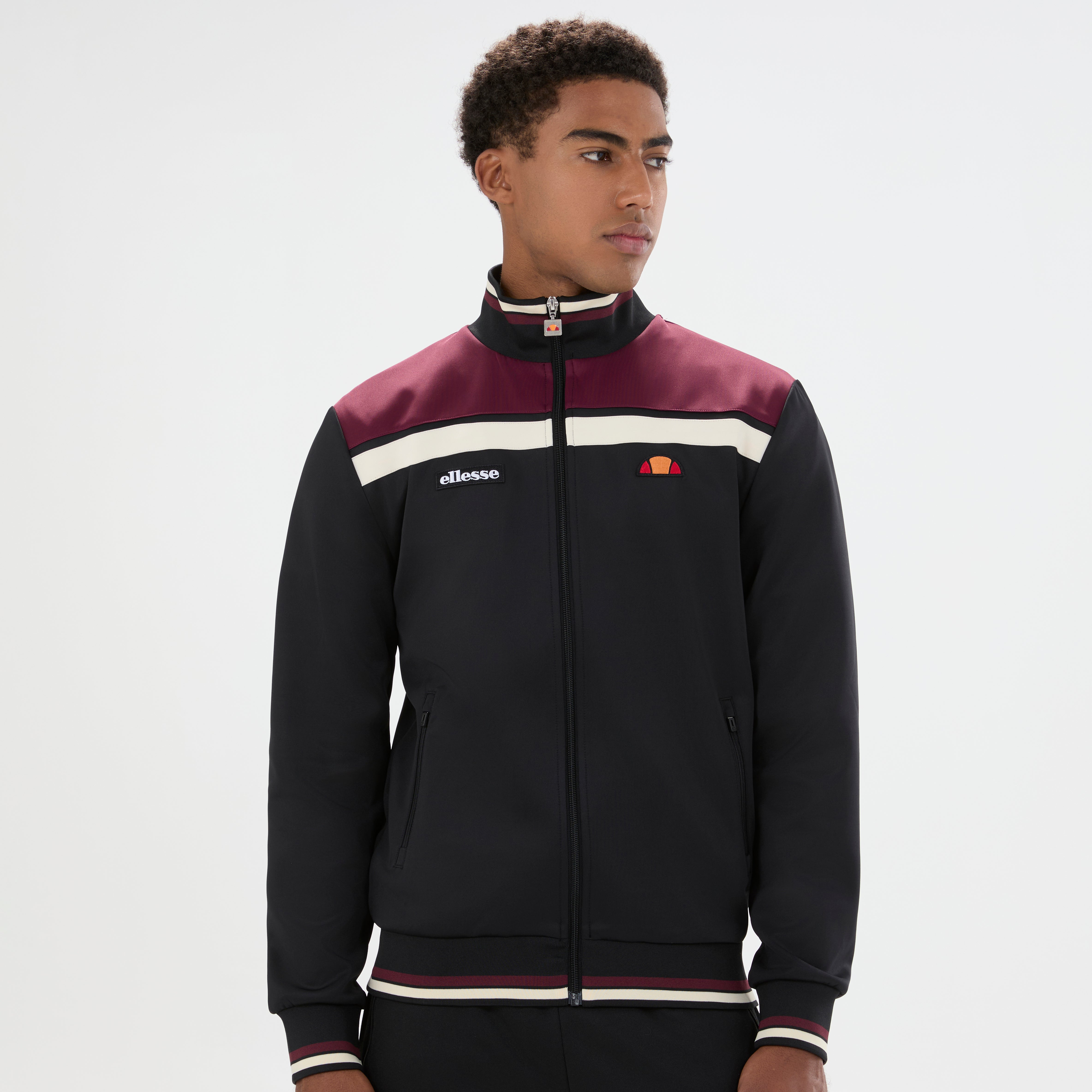 Ellesse Vignola Track Top Black/Burgundy