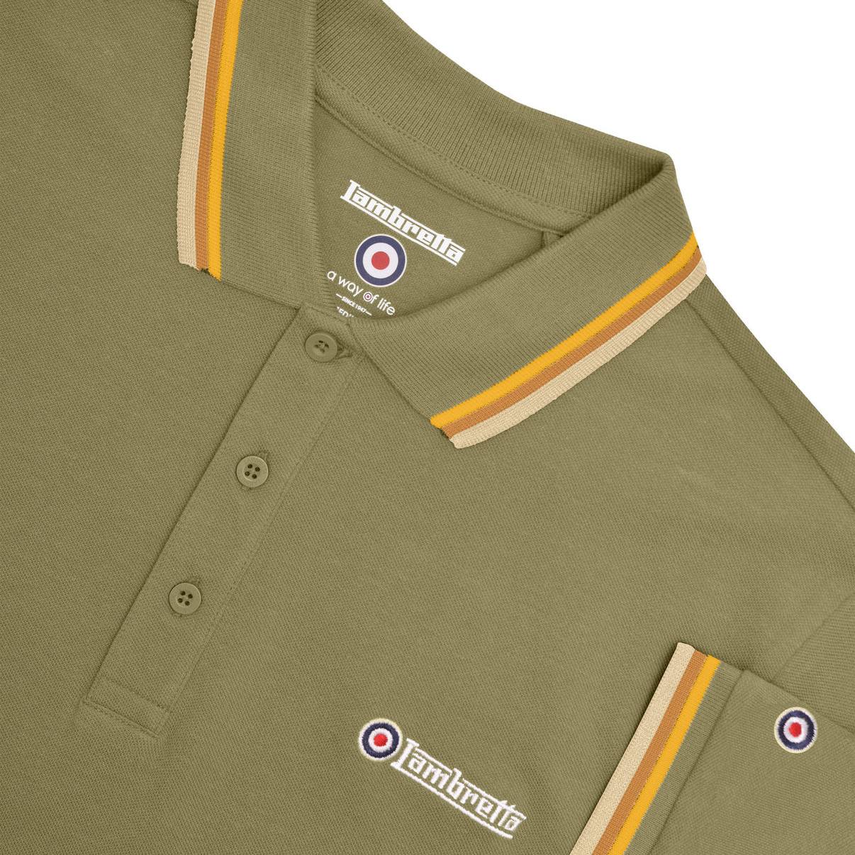 Lambretta Triple Tip Polo Shirt Khaki