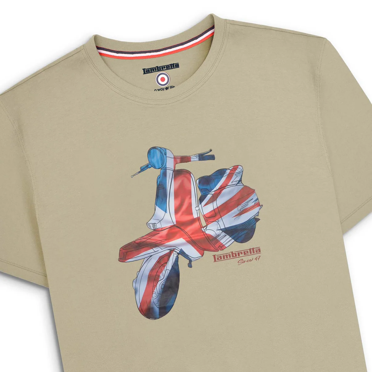 Lambretta Mod Scooter T-Shirt Khaki