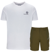 Sergio Tacchini Cargo T-Shirt & Shorts Set White/Olive