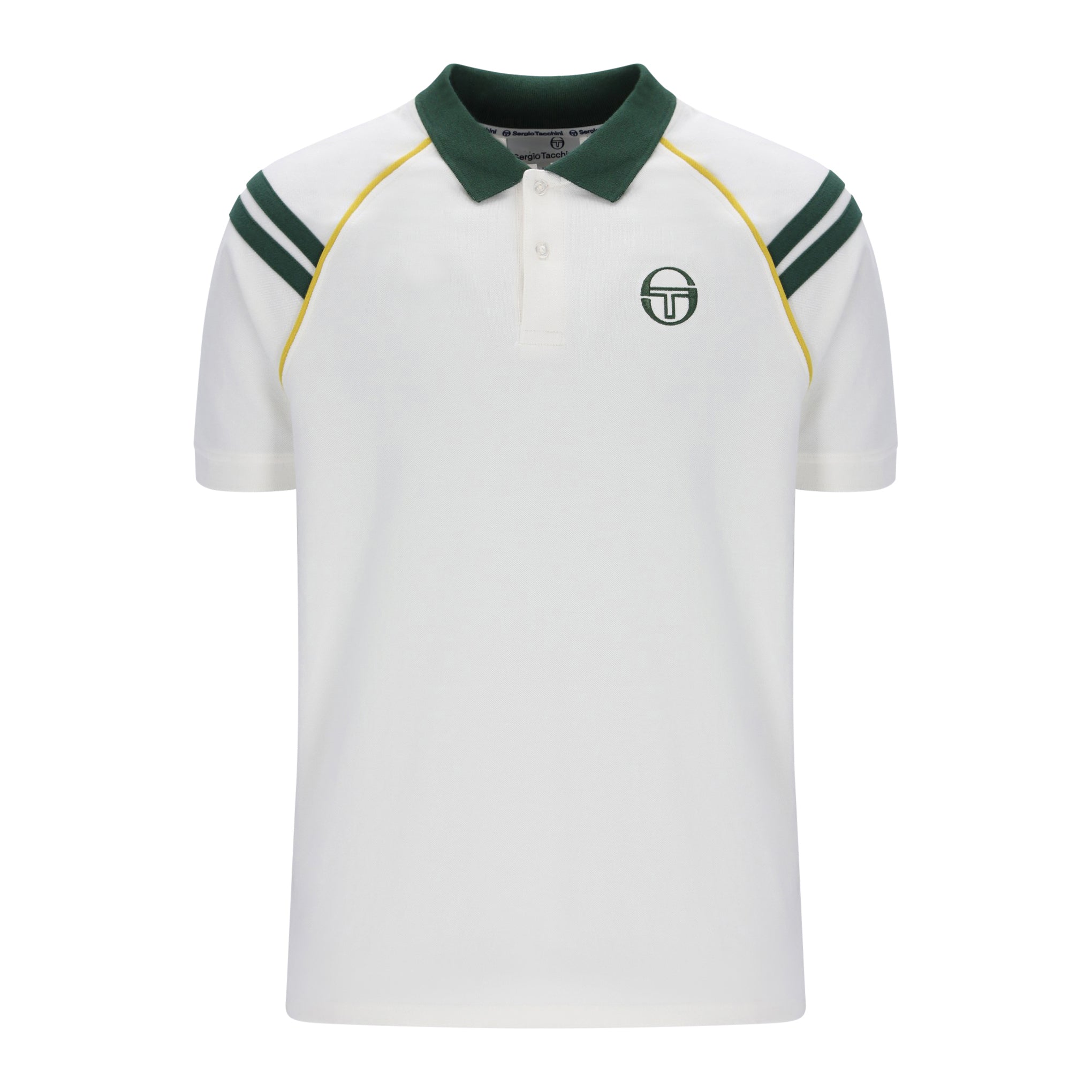 Sergio Tacchini Cortona Retro Polo Shirt - Cream & Green - Men's
