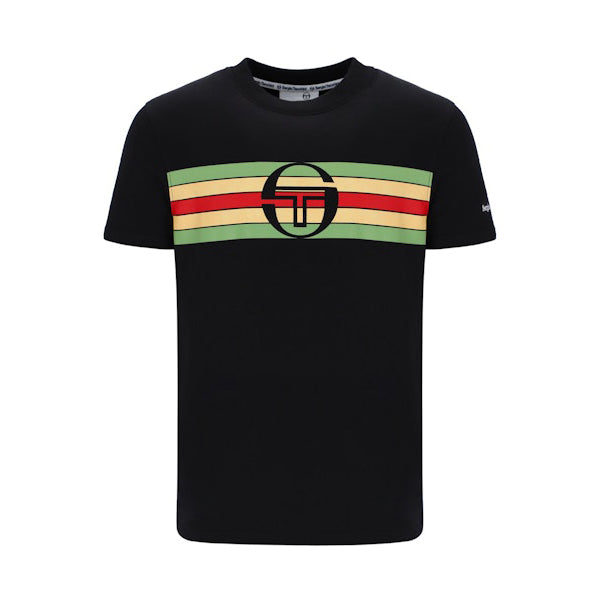 Sergio Tacchini Adamo Rasta Stripe T-Shirt - Black, Green & Red - Men's ...