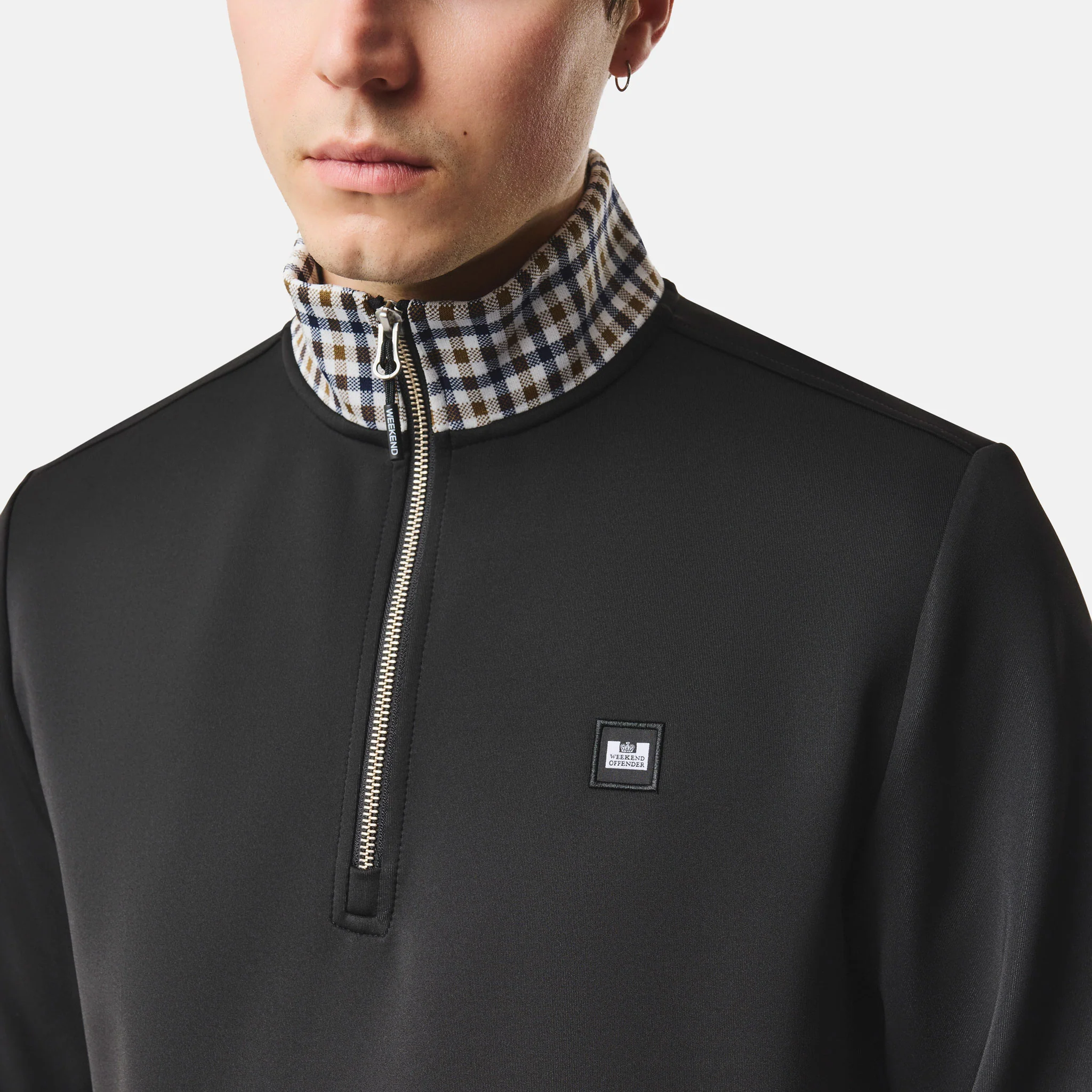 Weekend Offender Henson Check Zip Sweatshirt Black