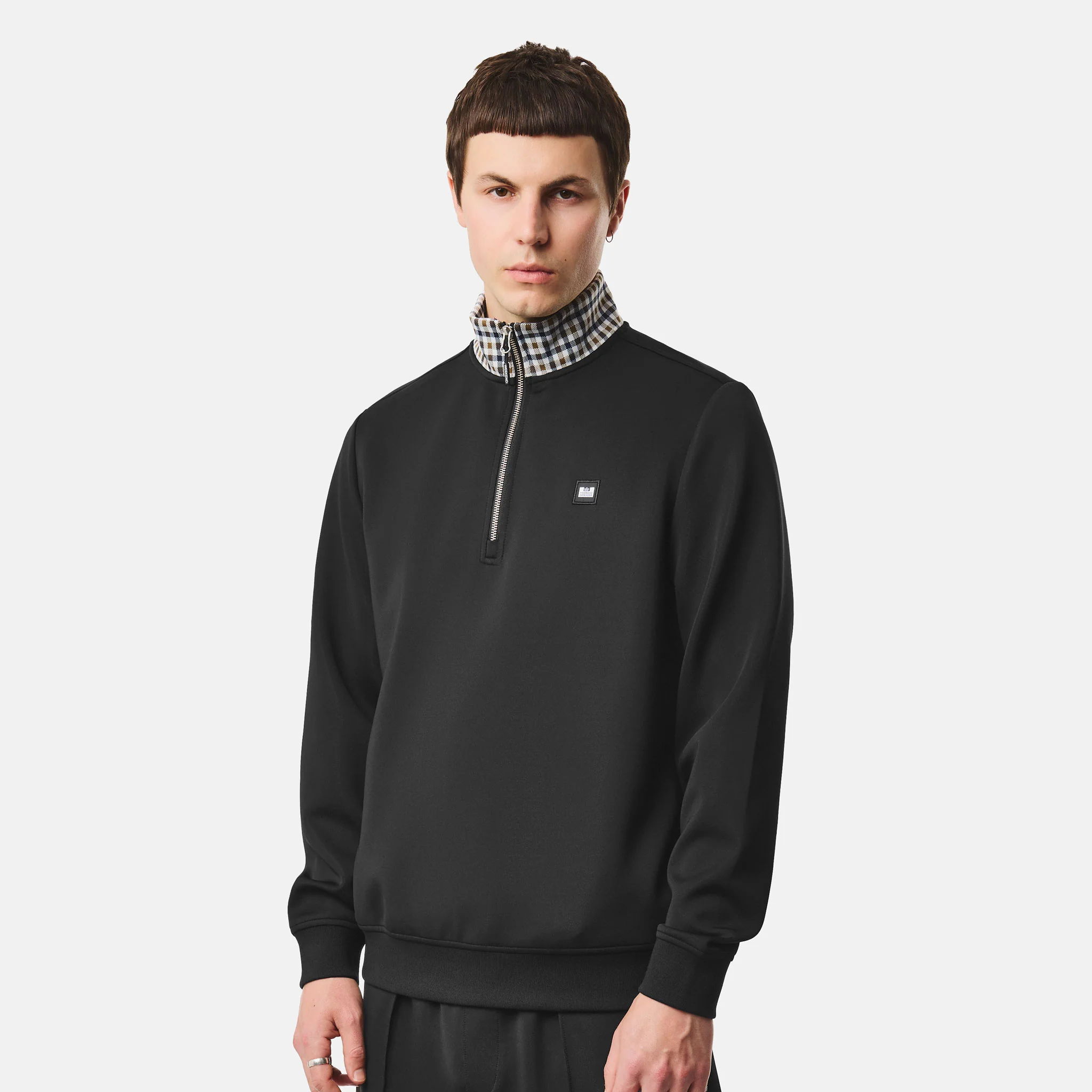 Weekend Offender Henson Check Zip Sweatshirt Black