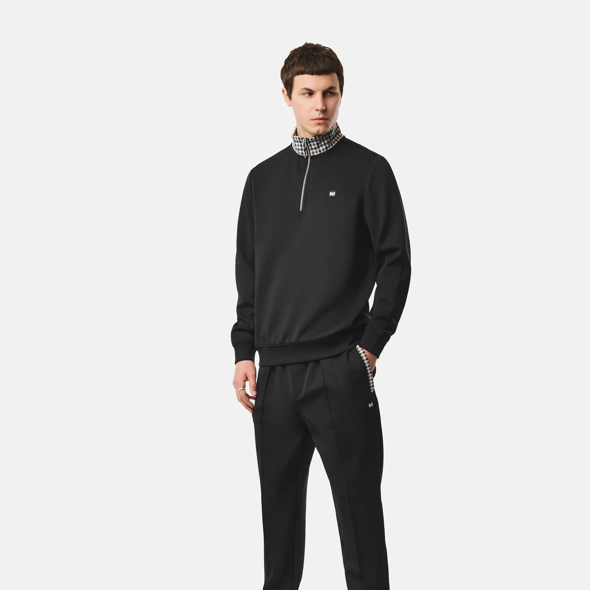 Weekend Offender Henson Check Zip Sweatshirt Black