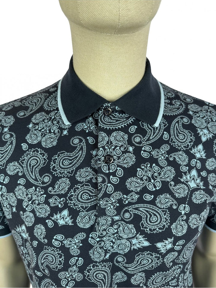 Ska & Soul Paisley Polo Shirt Navy