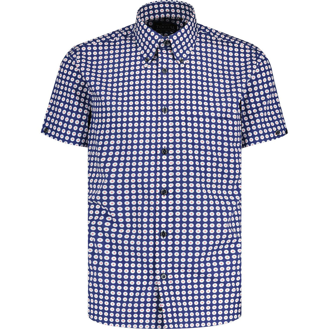 Men's Tootal Mod Target Button Shirt - Blue - Short Sleeve – Urban Menswear