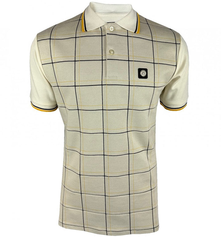 Trojan Check Panel Polo Ecru