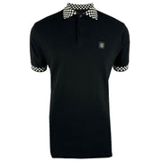Trojan Chequered Trim Polo Shirt Black/White
