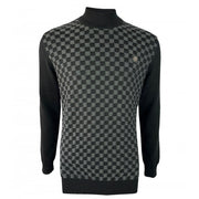 Trojan Chequerboard Knit Turtleneck Black