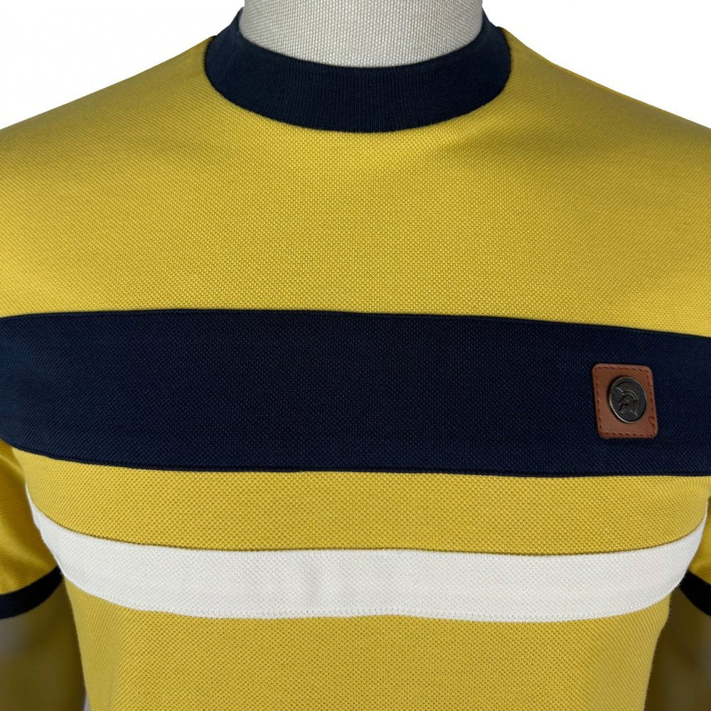Trojan Stripe Pique T-Shirt Mustard