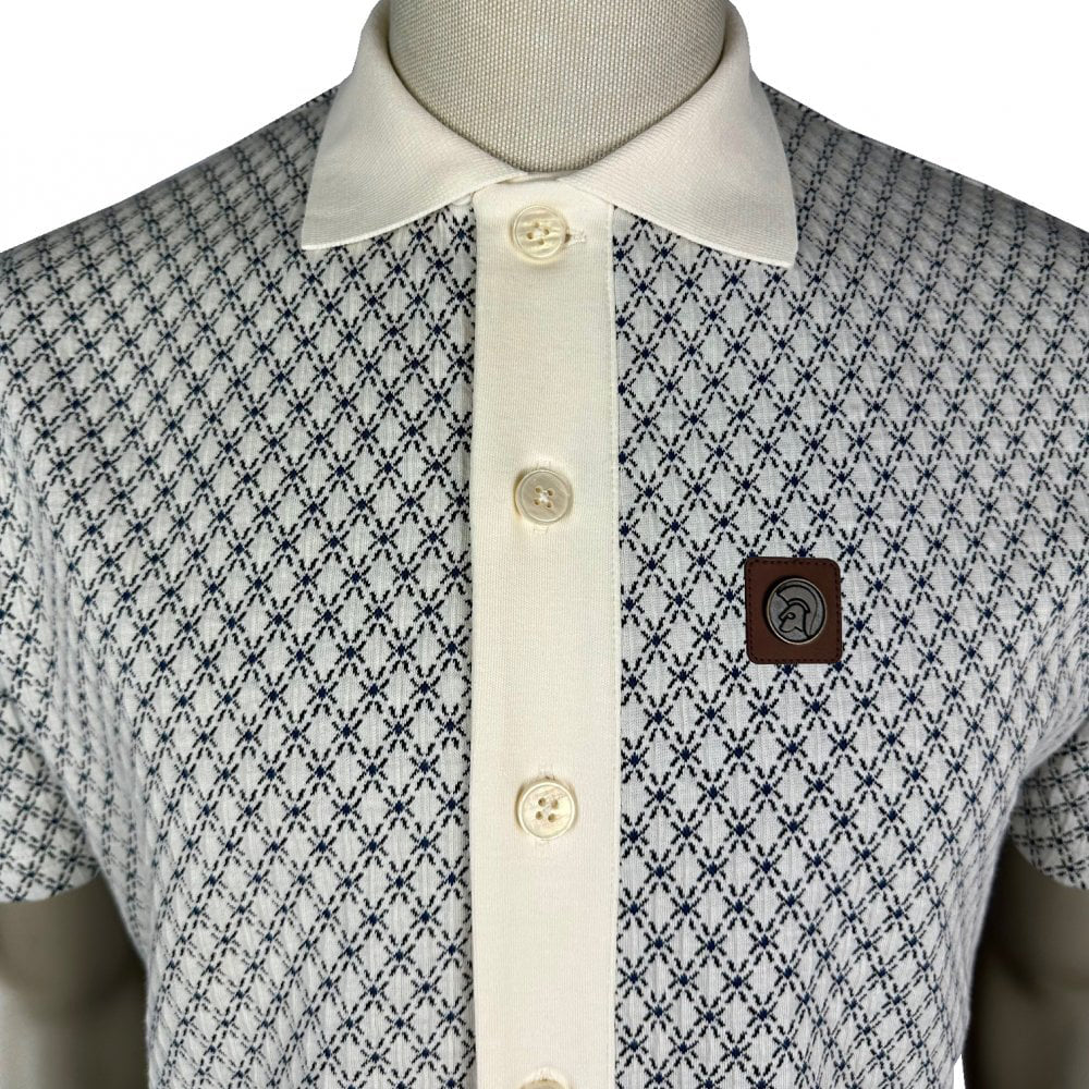 Trojan Diamond Jacquard Shirt White