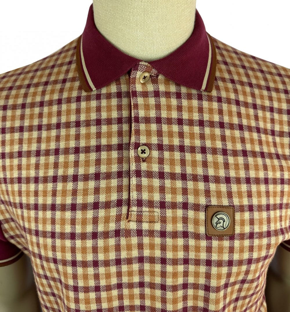 Trojan Gingham Check Polo Shirt Port