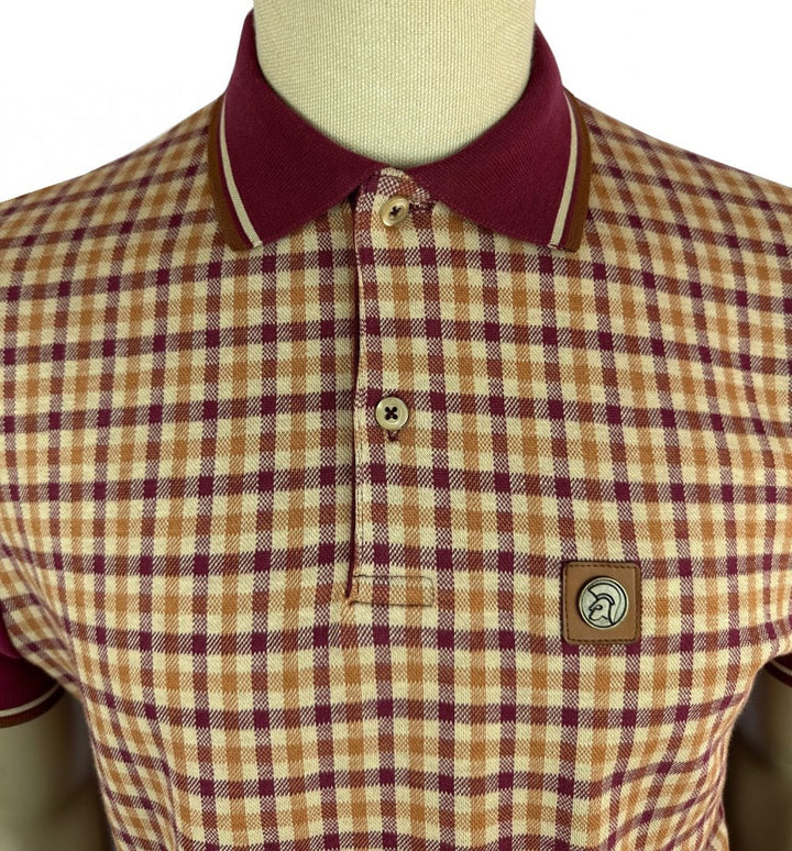 Trojan Gingham Check Polo Shirt Port
