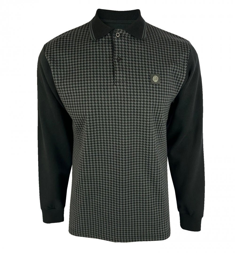 Trojan Houndstooth Panel L/S Polo Slate