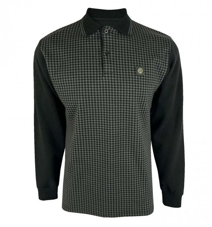 Trojan Houndstooth Panel L/S Polo Slate