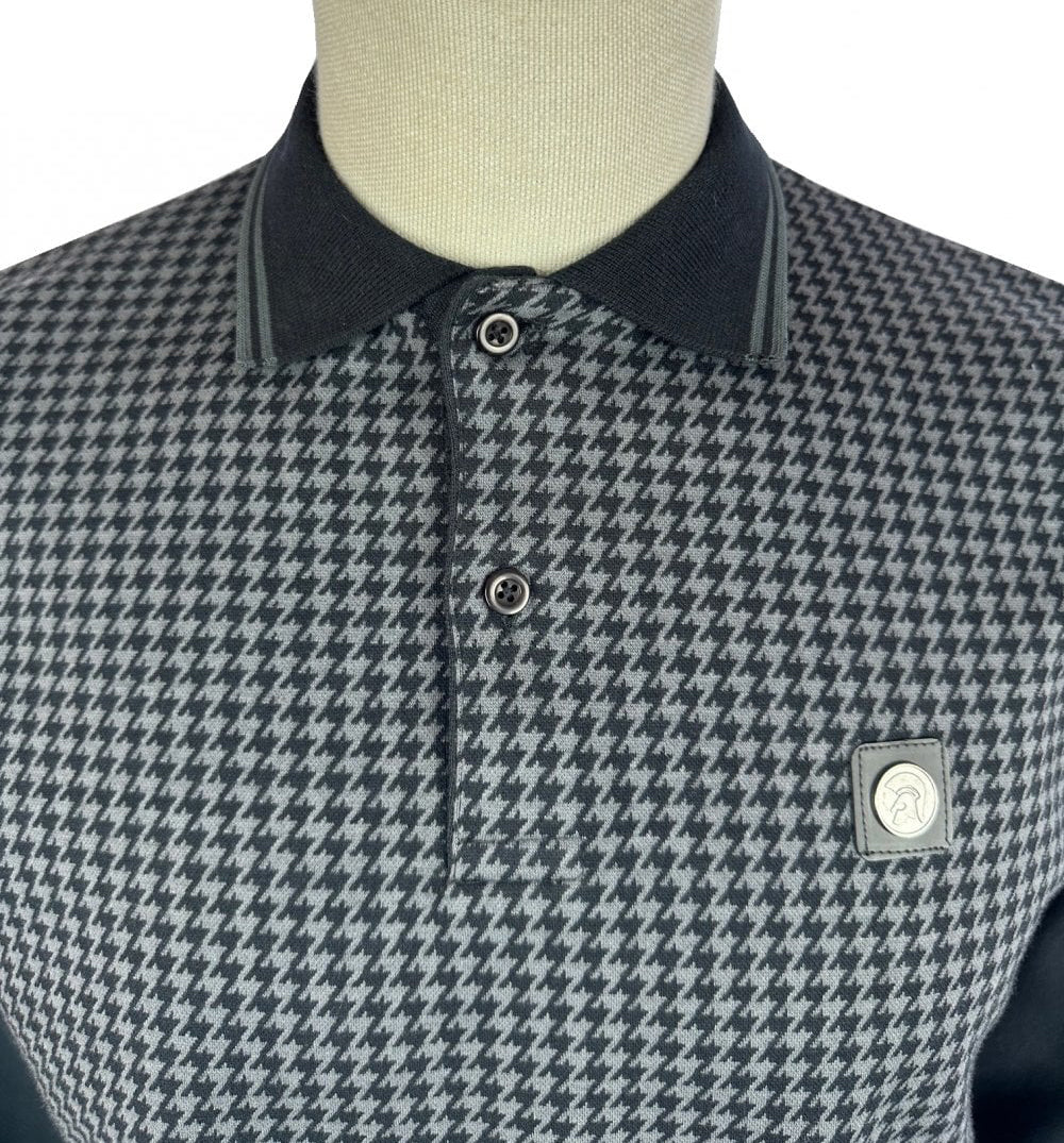 Trojan Houndstooth Panel L/S Polo Slate