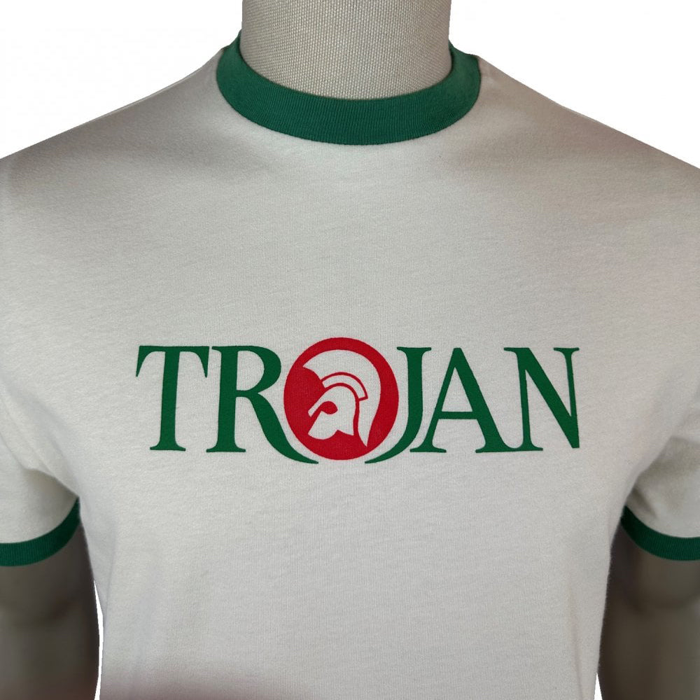 Trojan Logo Ringer T-Shirt White