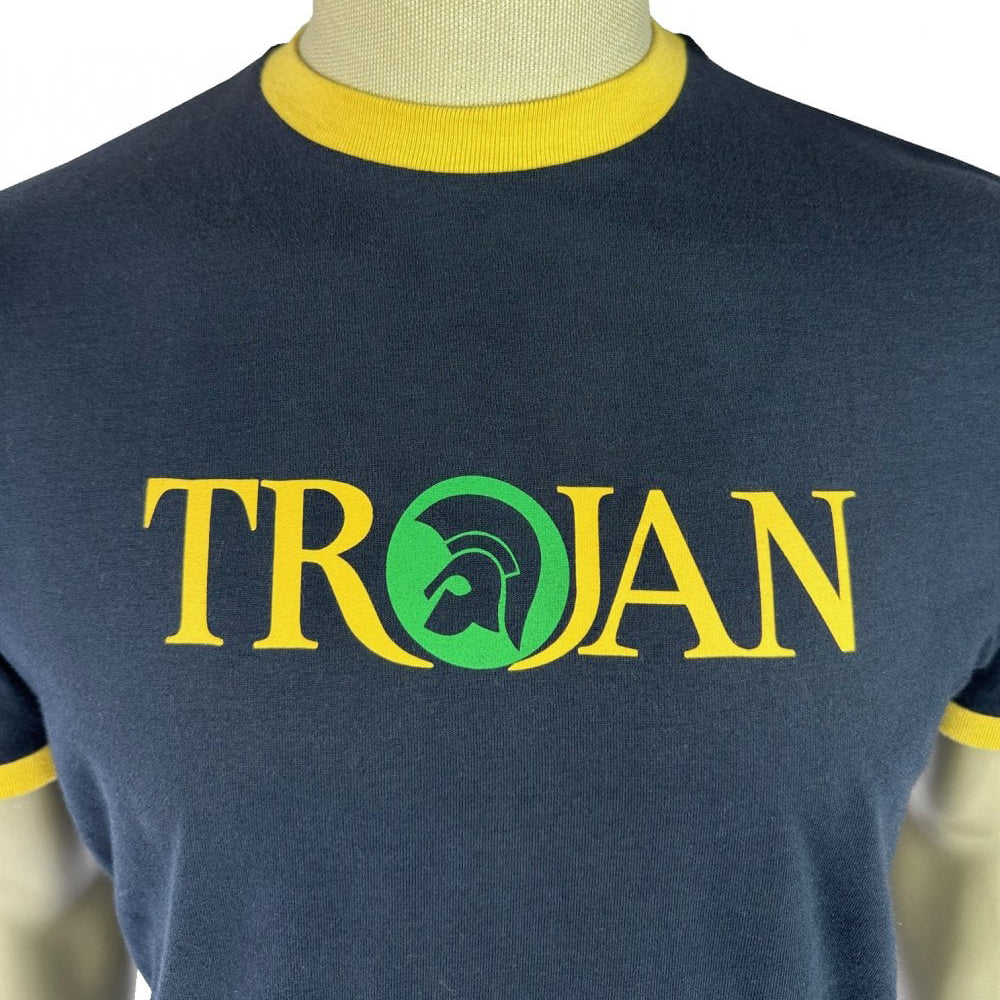 Trojan Logo Ringer T-Shirt Navy