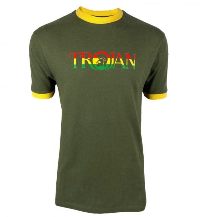 Trojan Records Outline Logo T Shirt Army