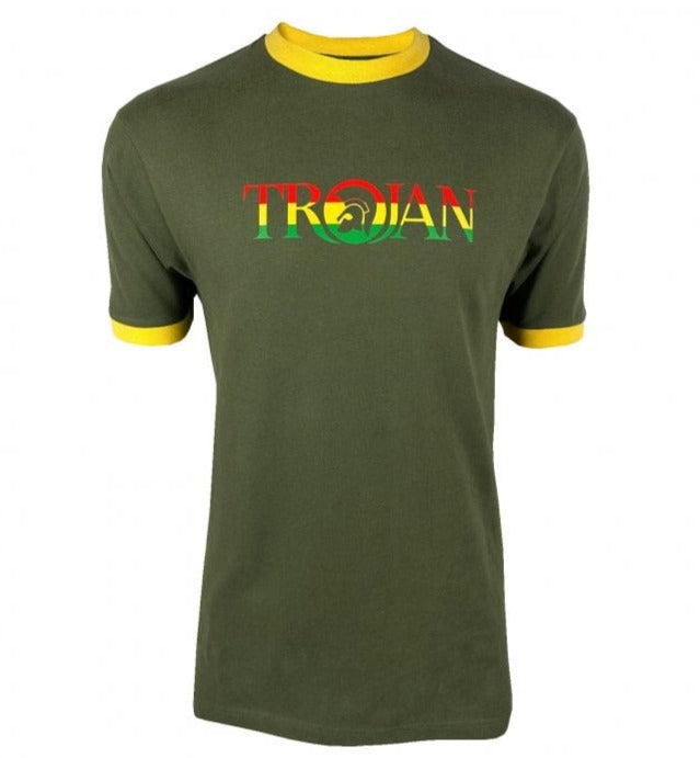 Trojan Records Outline Logo T Shirt Army