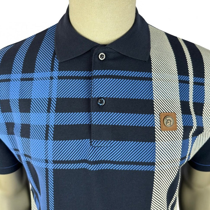 Trojan Oversize Check Polo Shirt Navy