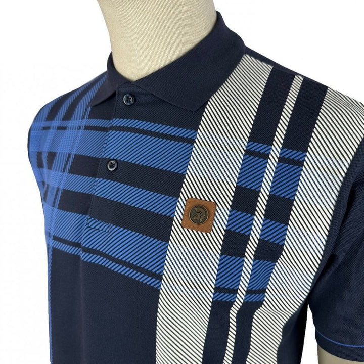 Trojan Oversize Check Polo Shirt Navy