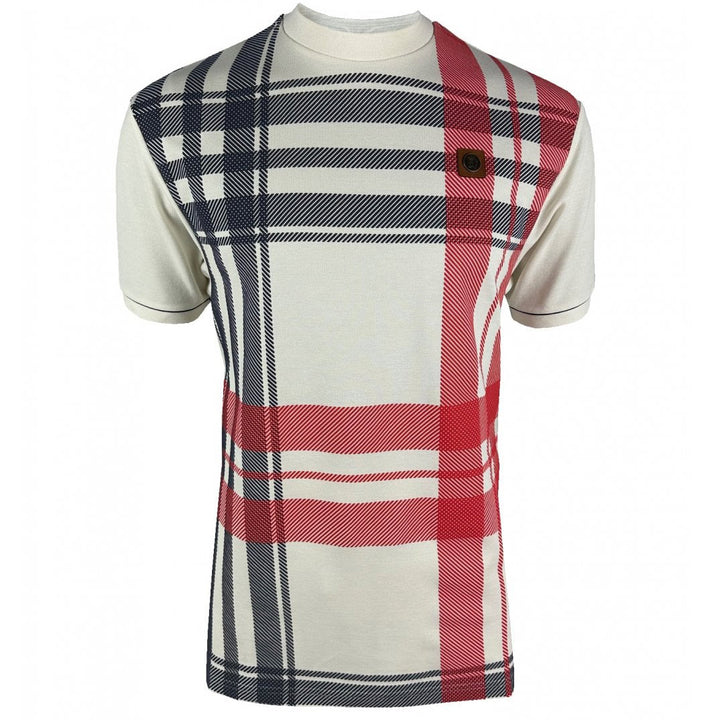 Trojan Oversize Check T-Shirt Ecru/Red