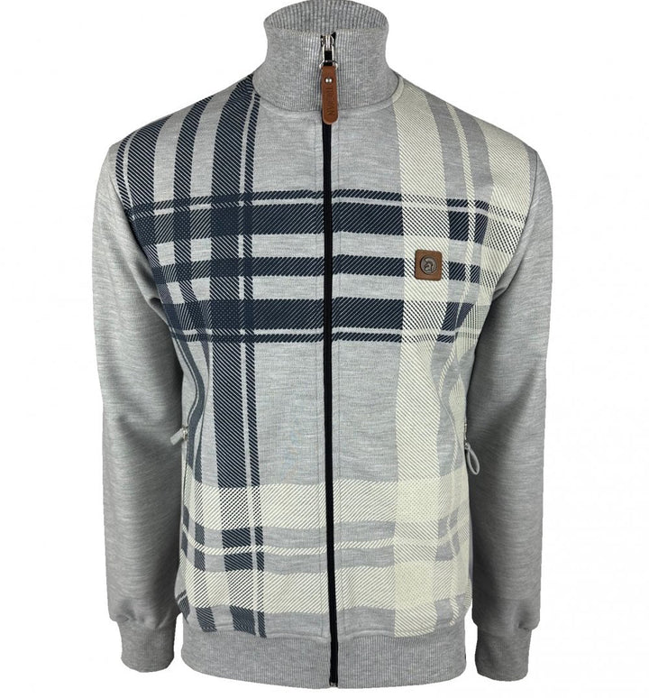 Trojan Oversize Check Track Top Grey