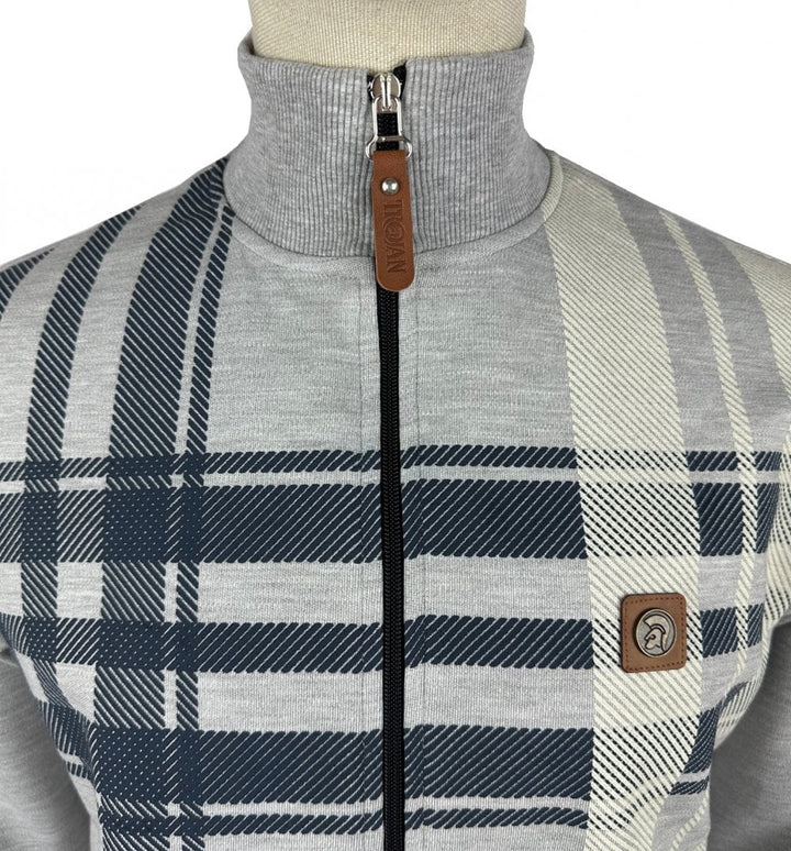 Trojan Oversize Check Track Top Grey