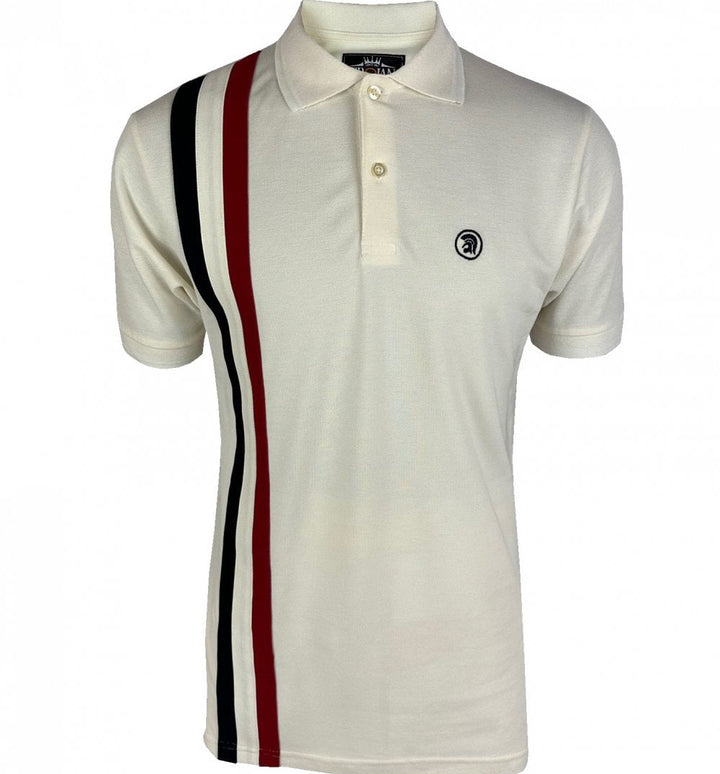 Trojan Racing Stripe Polo Ecru