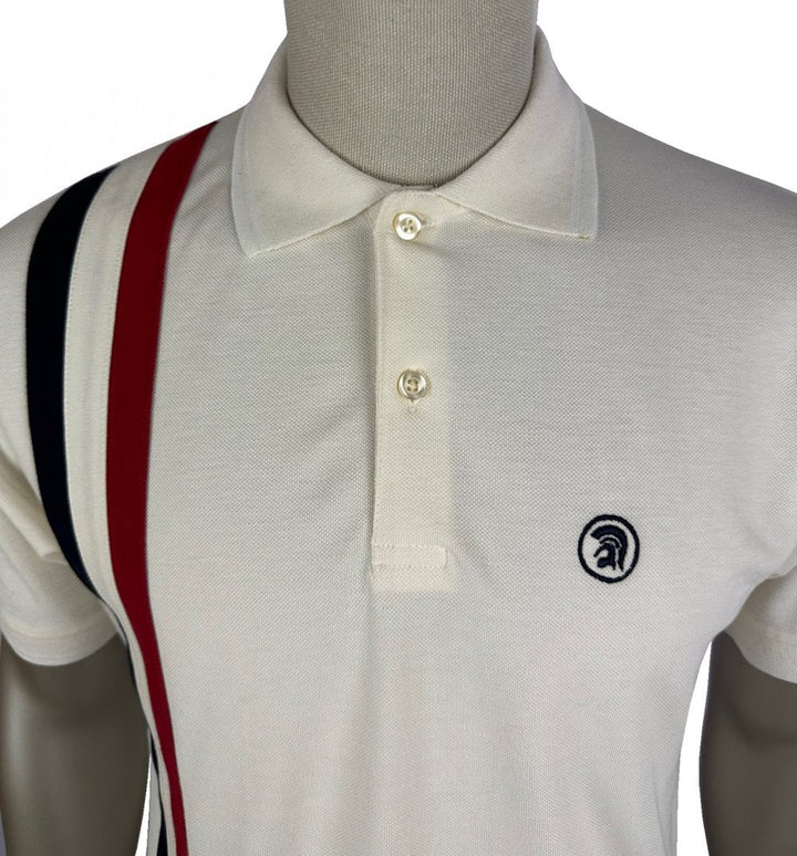 Trojan Racing Stripe Polo Ecru