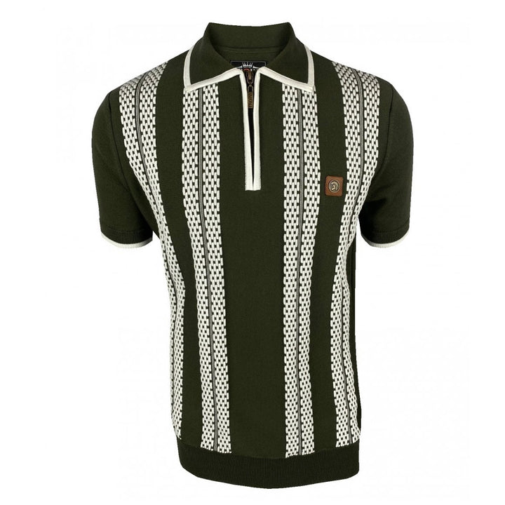 Trojan Zip Knitted Polo Shirt Army