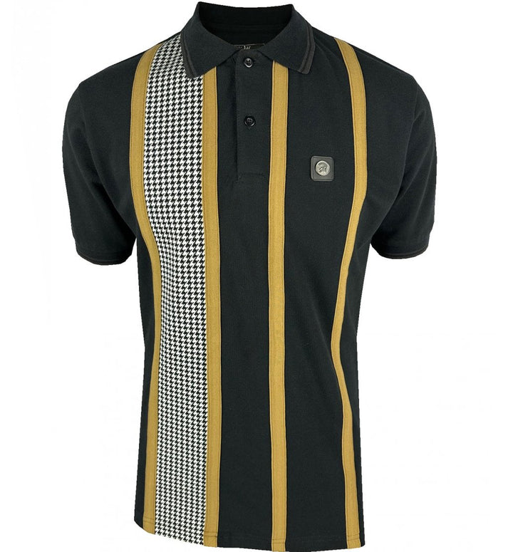 Trojan Taped Houndstooth Polo Shirt Black