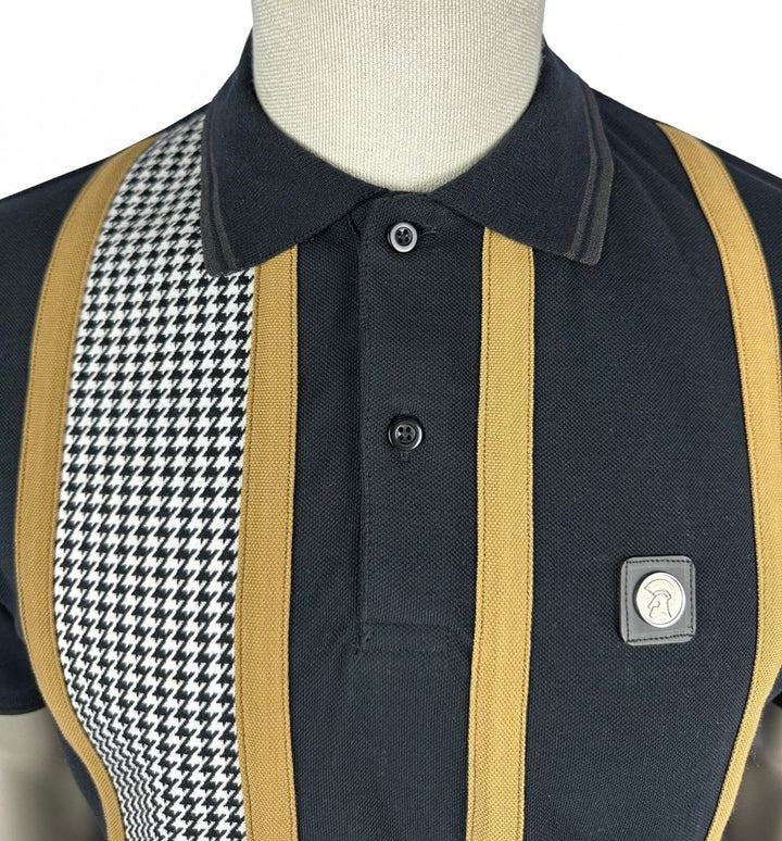 Trojan Taped Houndstooth Polo Shirt Black