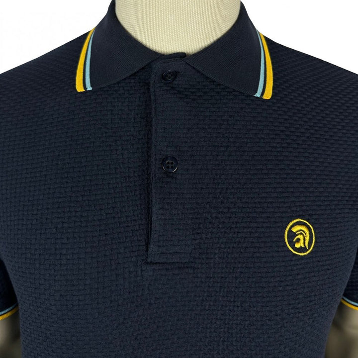 Trojan Twin Tip Textured Polo Shirt Navy