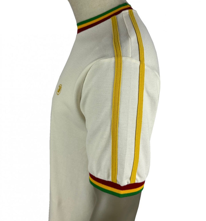 Trojan Twin Stripe Rasta T-Shirt Ecru