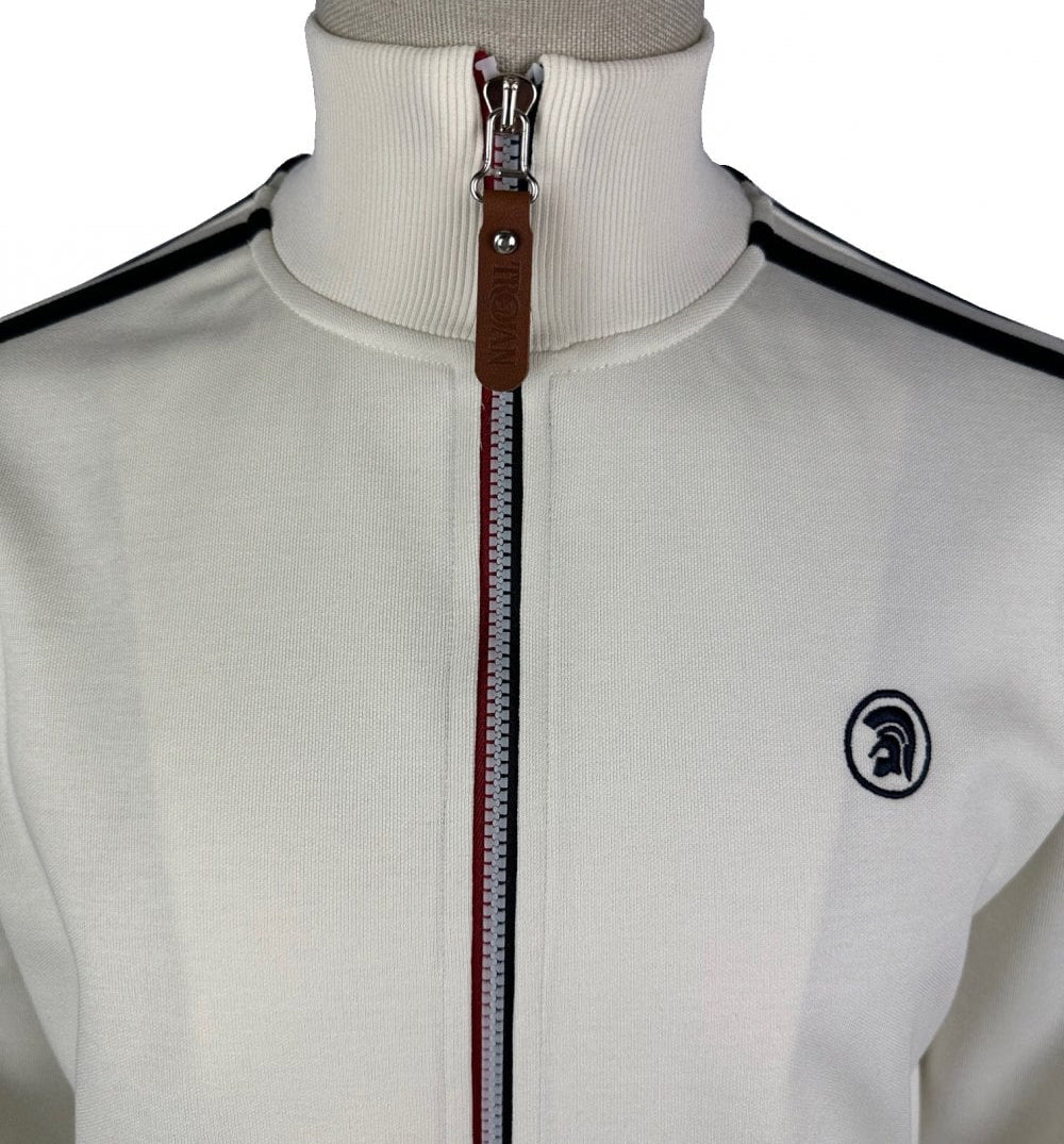 Trojan Twin Stripe Track Top Ecru