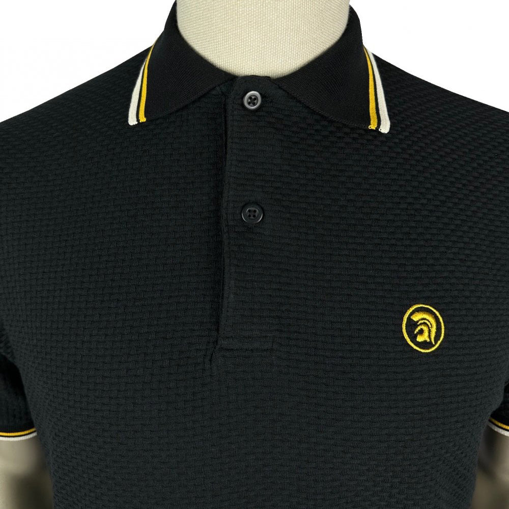 Trojan Twin Tip Textured Polo Shirt Black