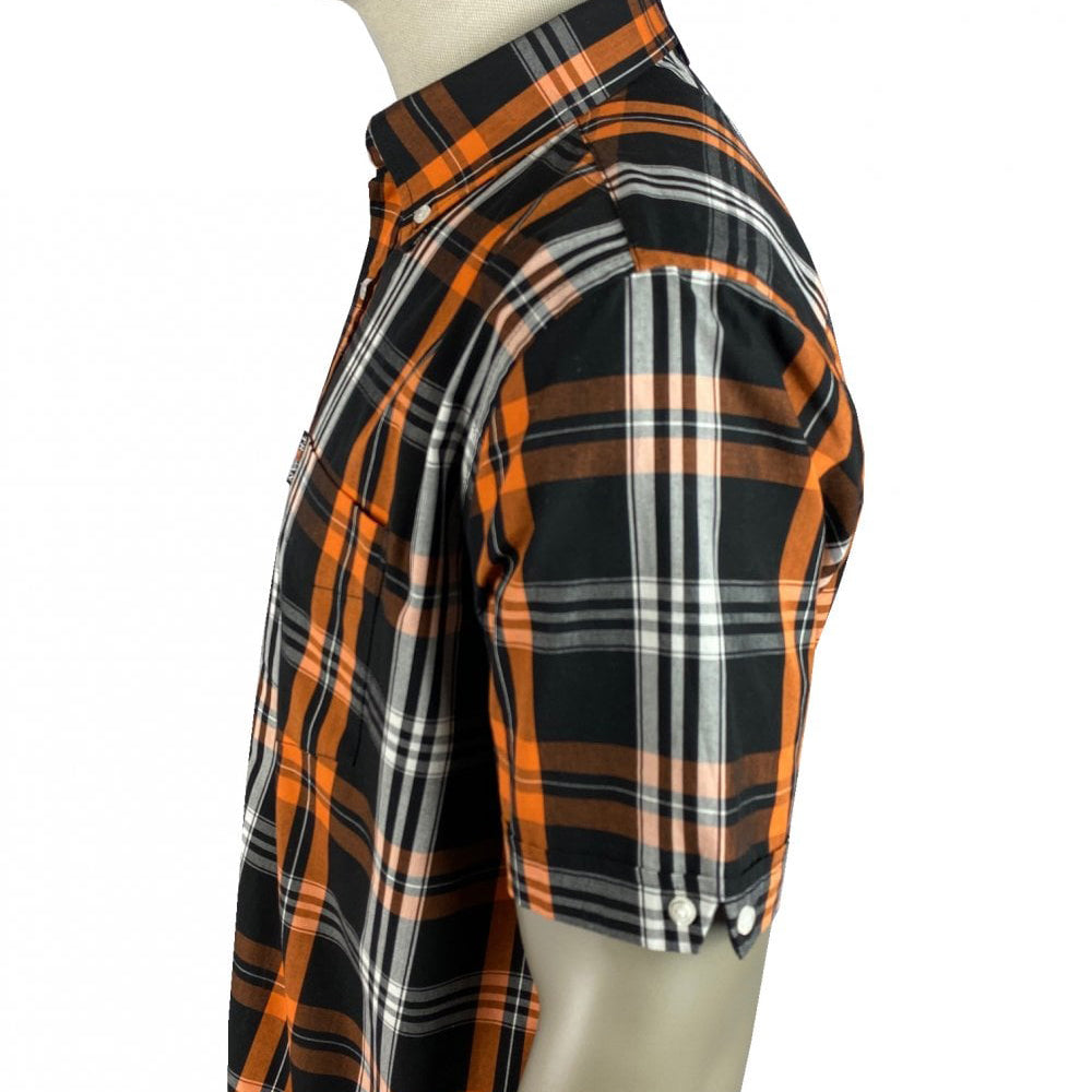 Trojan Windowpane Check Shirt Black/Orange