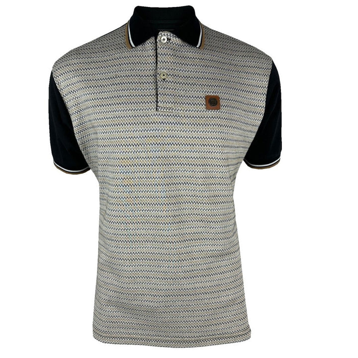 Trojan Zig Zag Panel Polo Shirt Black