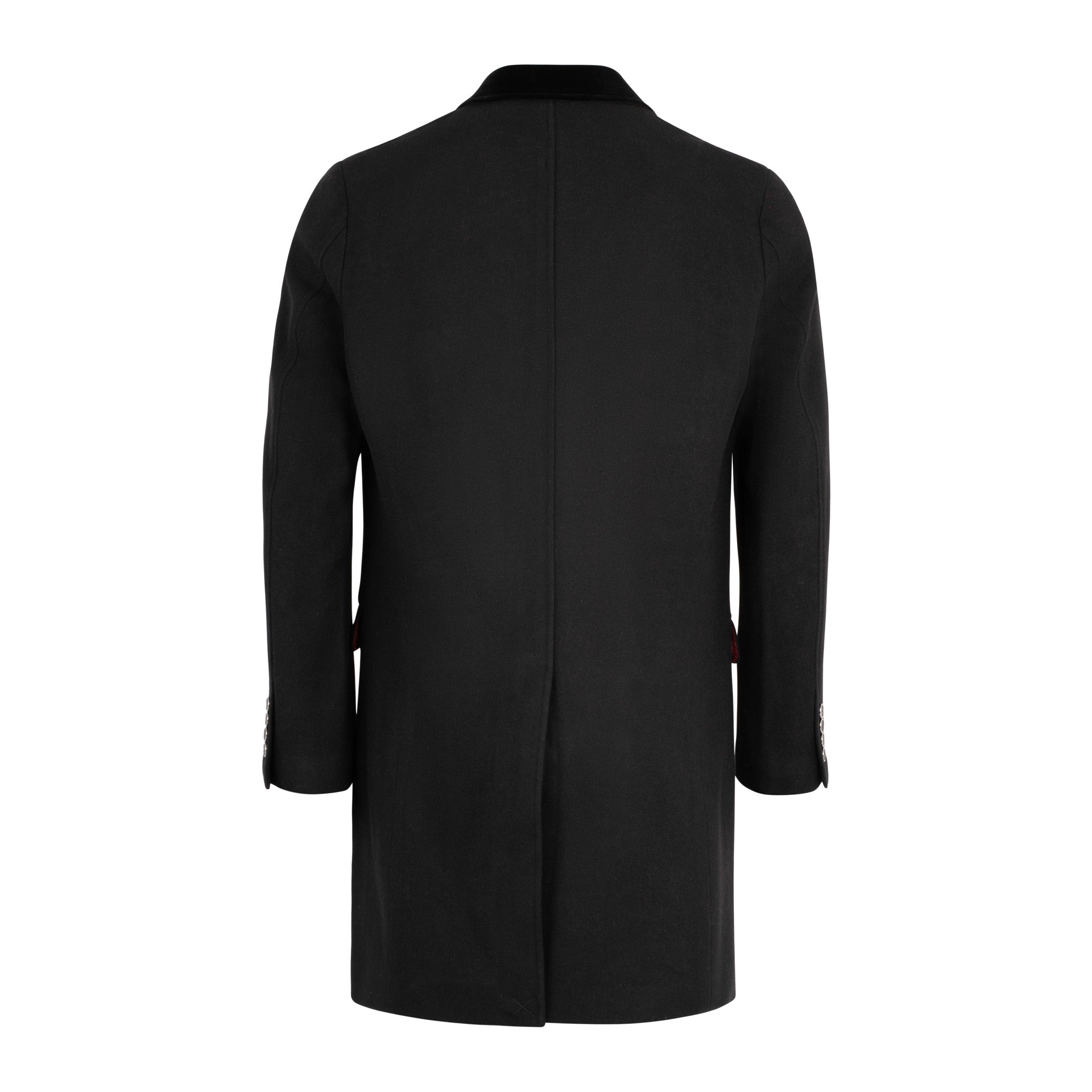 Men's Gabicci Vintage Winston 70s Long Jacket - Black - Wool Blend